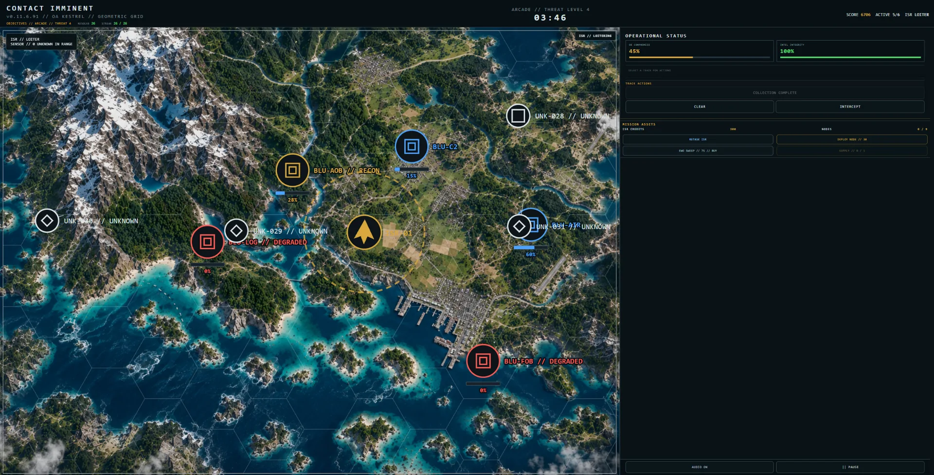 Contact Imminent tactical command gameplay over the Kestrel operational map